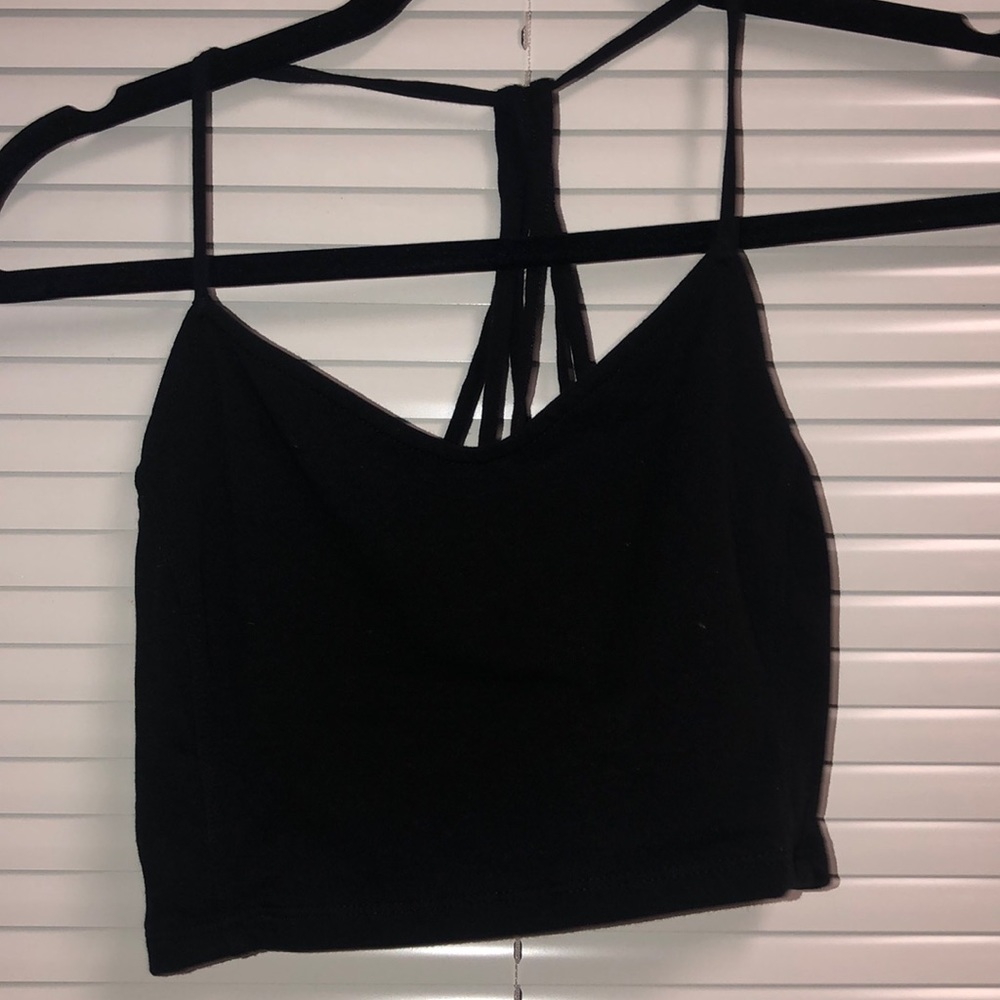 Strappy black crop top